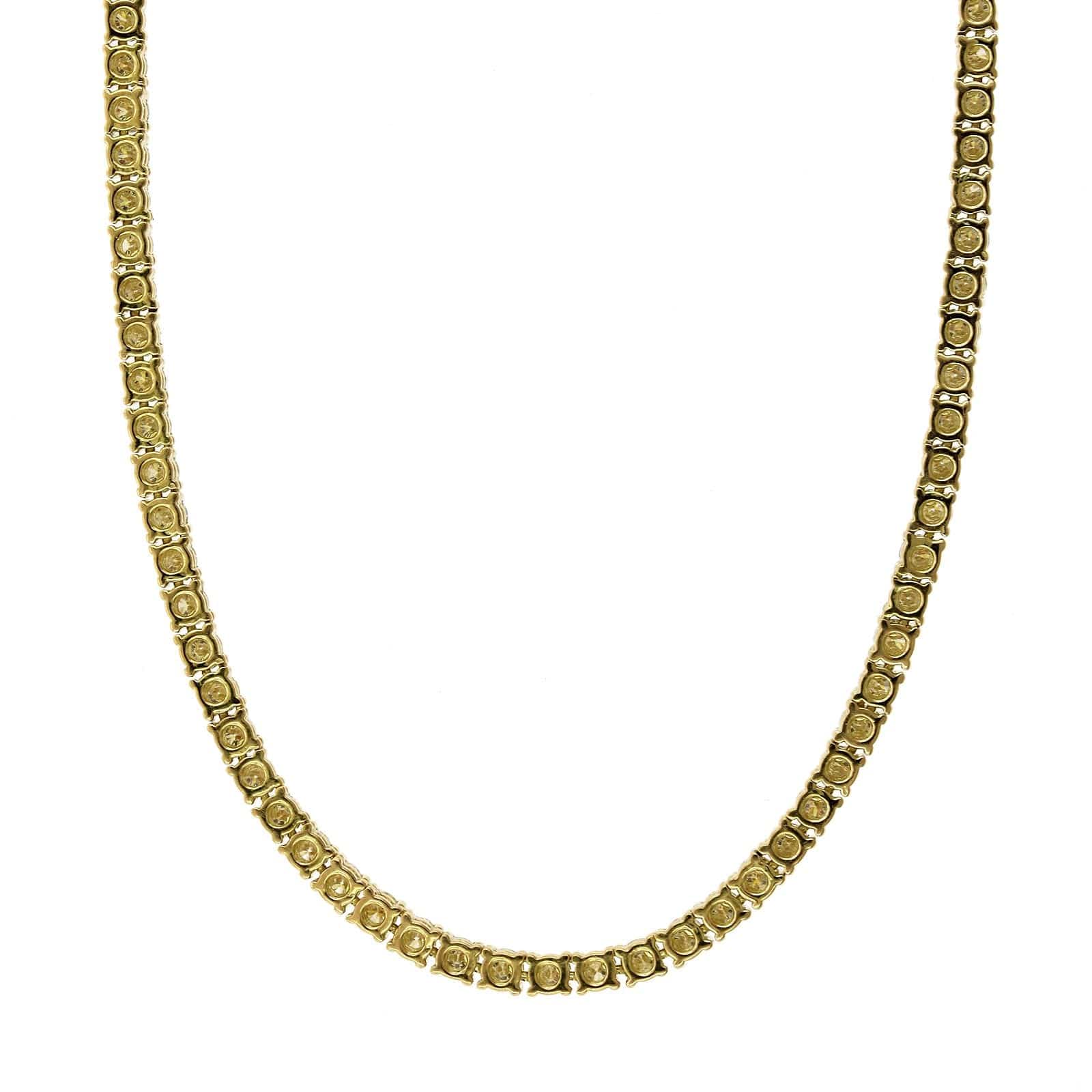 18K Yellow Gold Prong Set Diamond Line Necklace - Image 3
