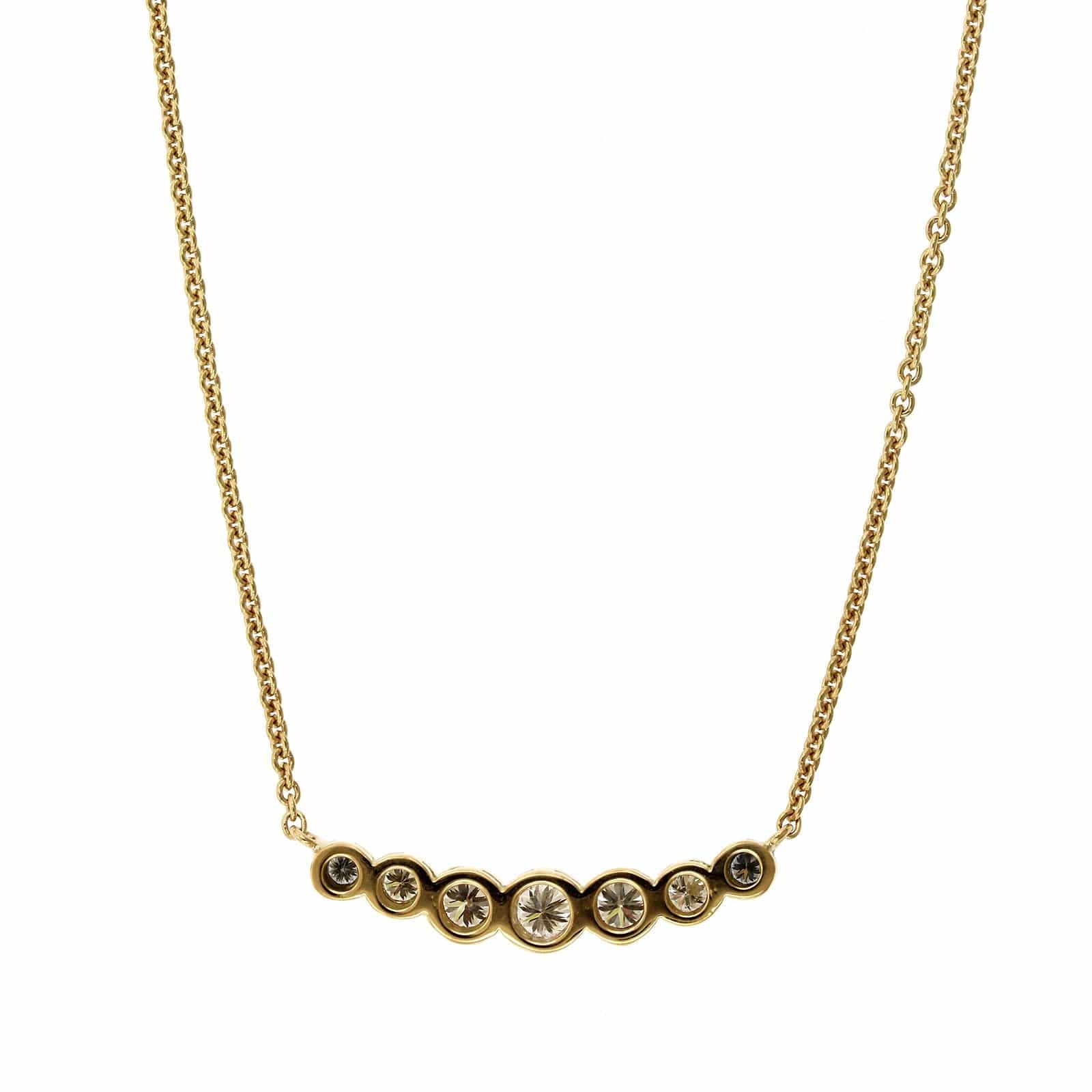 18K Yellow Gold Graduated 7 Stone Diamond Necklace - Image 3