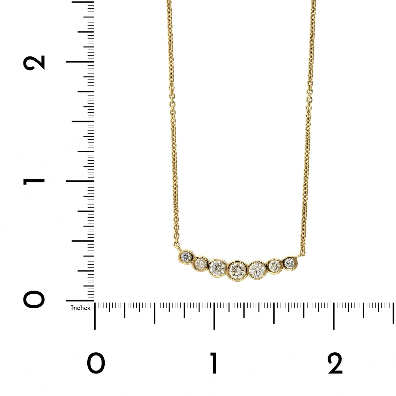 18K Yellow Gold Graduated 7 Stone Diamond Necklace - Image 4