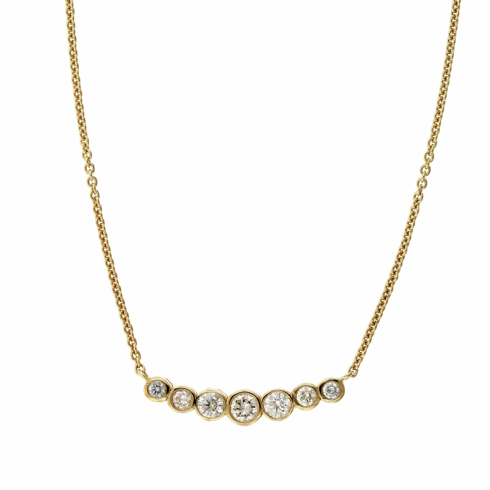 18K Yellow Gold Graduated 7 Stone Diamond Necklace - Image 5