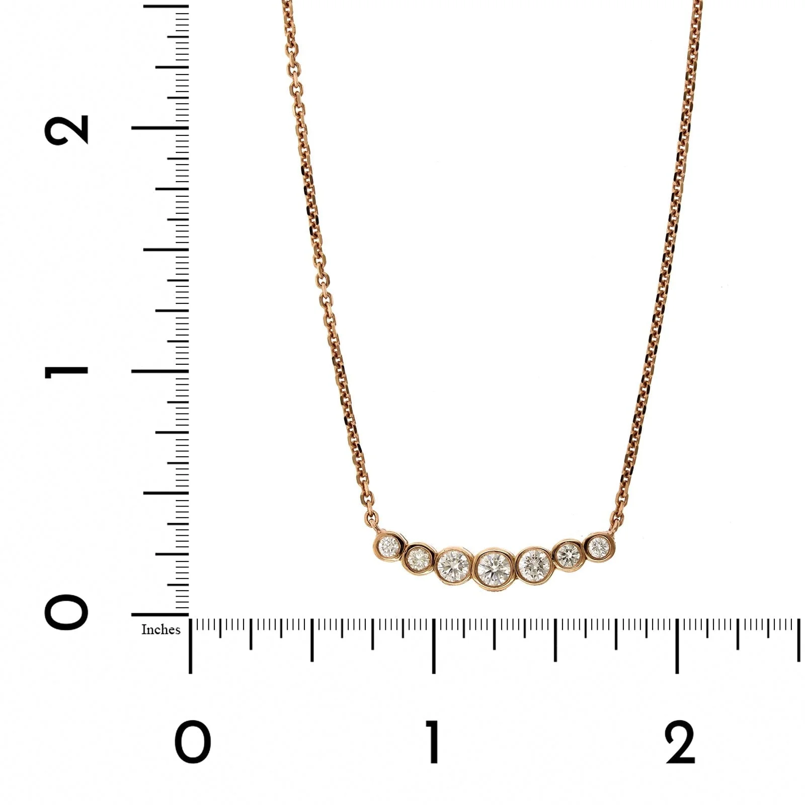 18K Rose Gold Graduated 7 Stone Diamond Necklace - Image 4