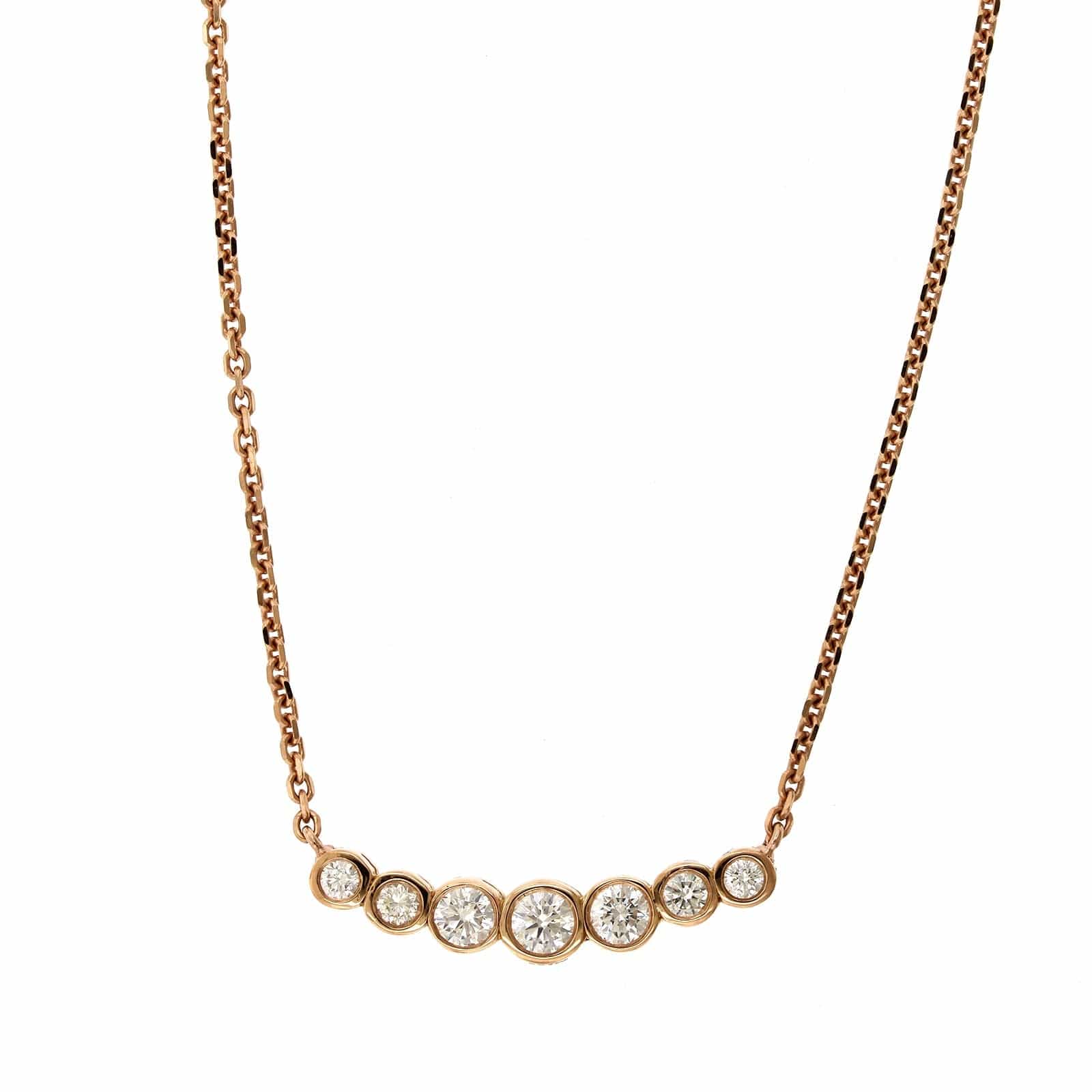 18K Rose Gold Graduated 7 Stone Diamond Necklace - Image 5