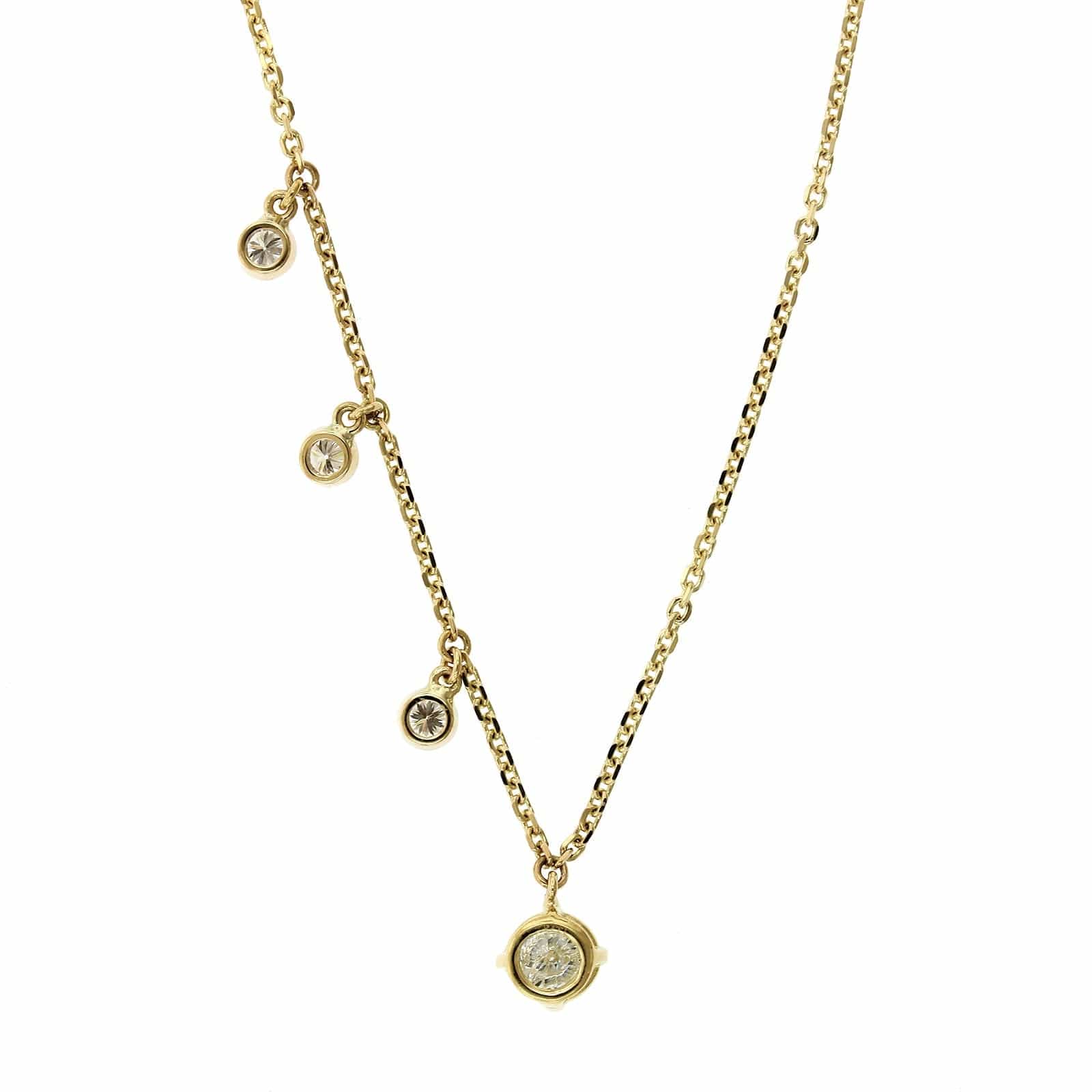 18K Yellow Gold Diamond Dangle Necklace - Image 3
