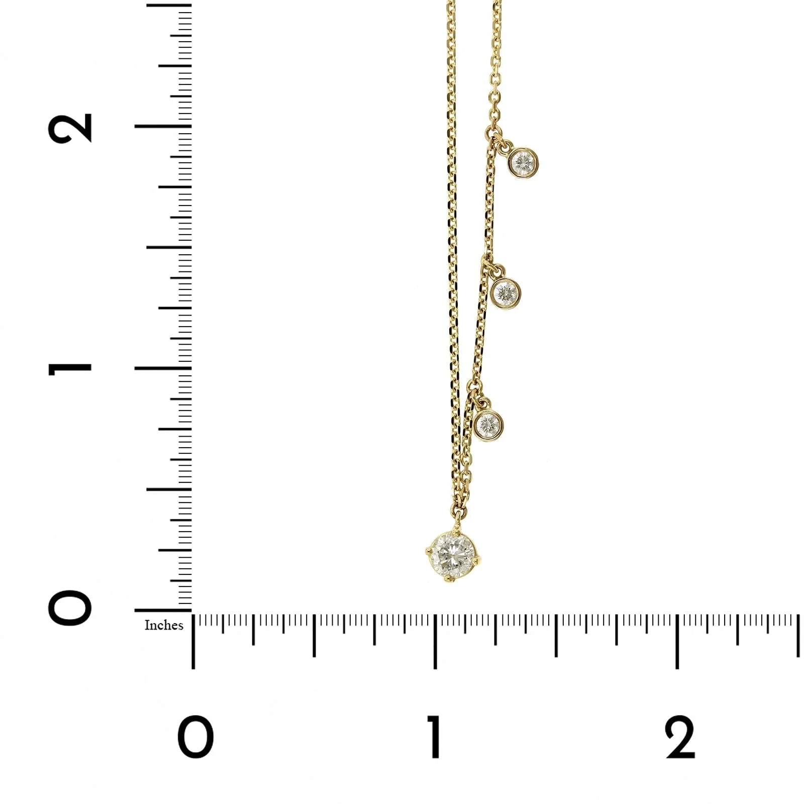 18K Yellow Gold Diamond Dangle Necklace - Image 4