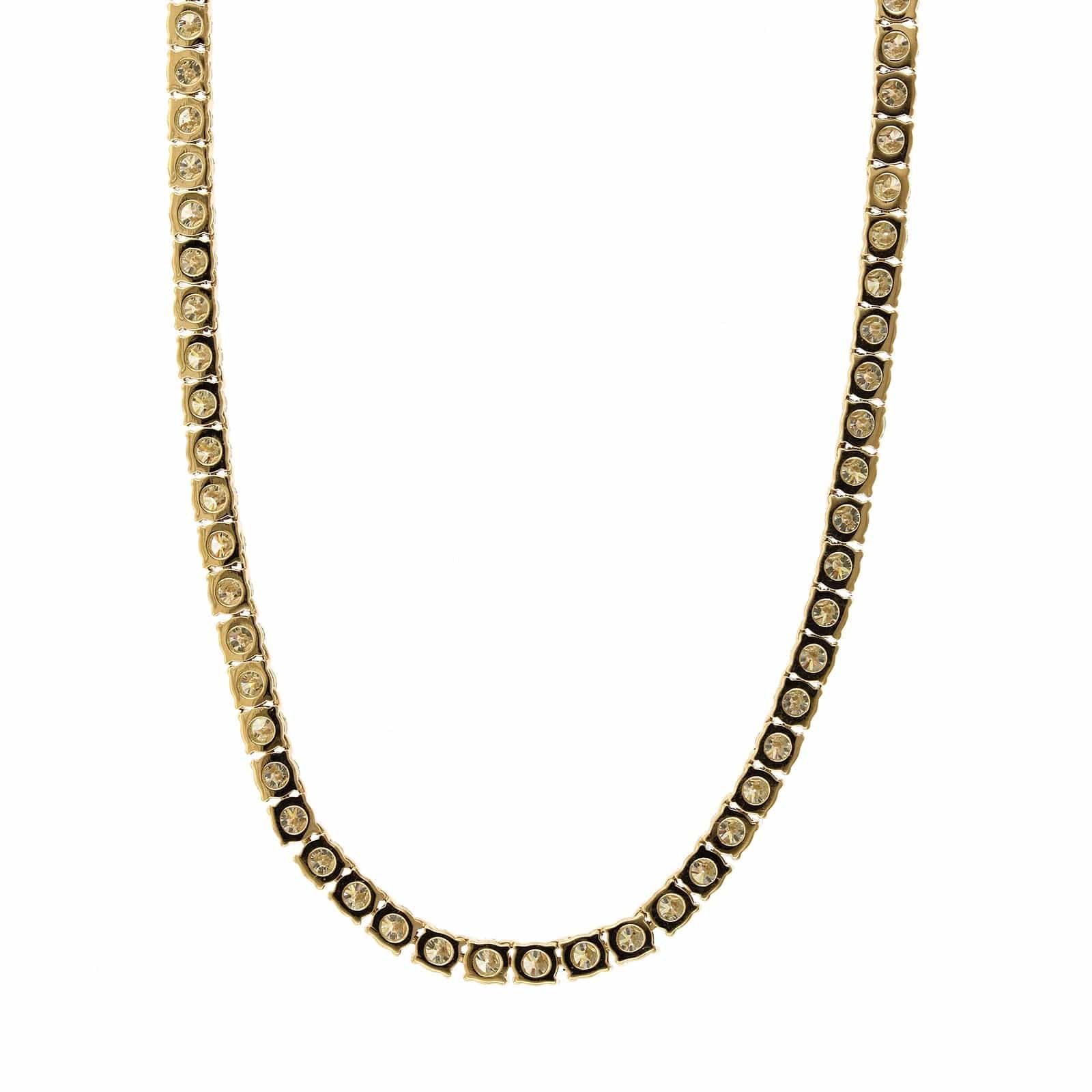 18K Yellow Gold Diamond Tennis Necklace - Image 3