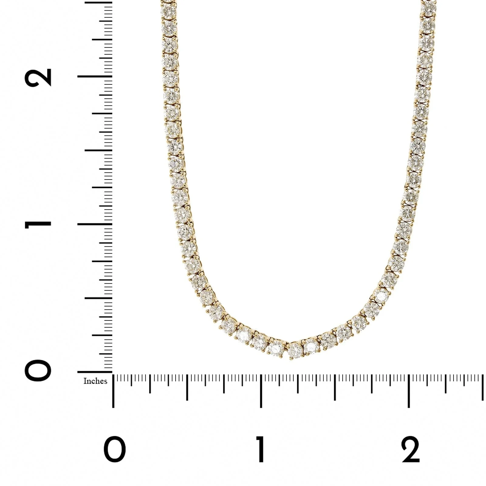 18K Yellow Gold Diamond Tennis Necklace - Image 4
