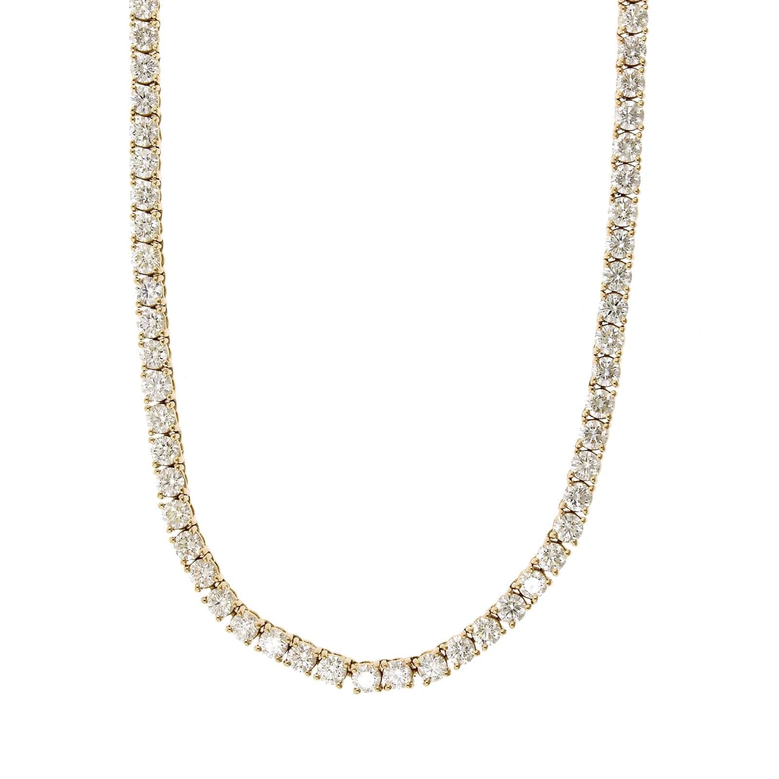 18K Yellow Gold Diamond Tennis Necklace - Image 5
