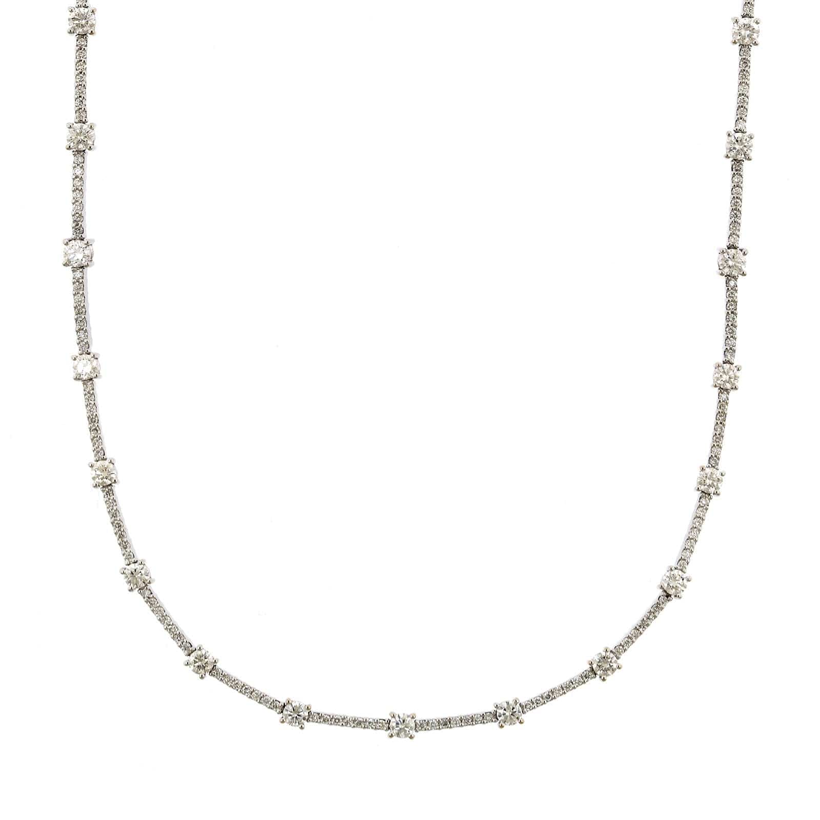 18K White Gold Line Diamond Necklace