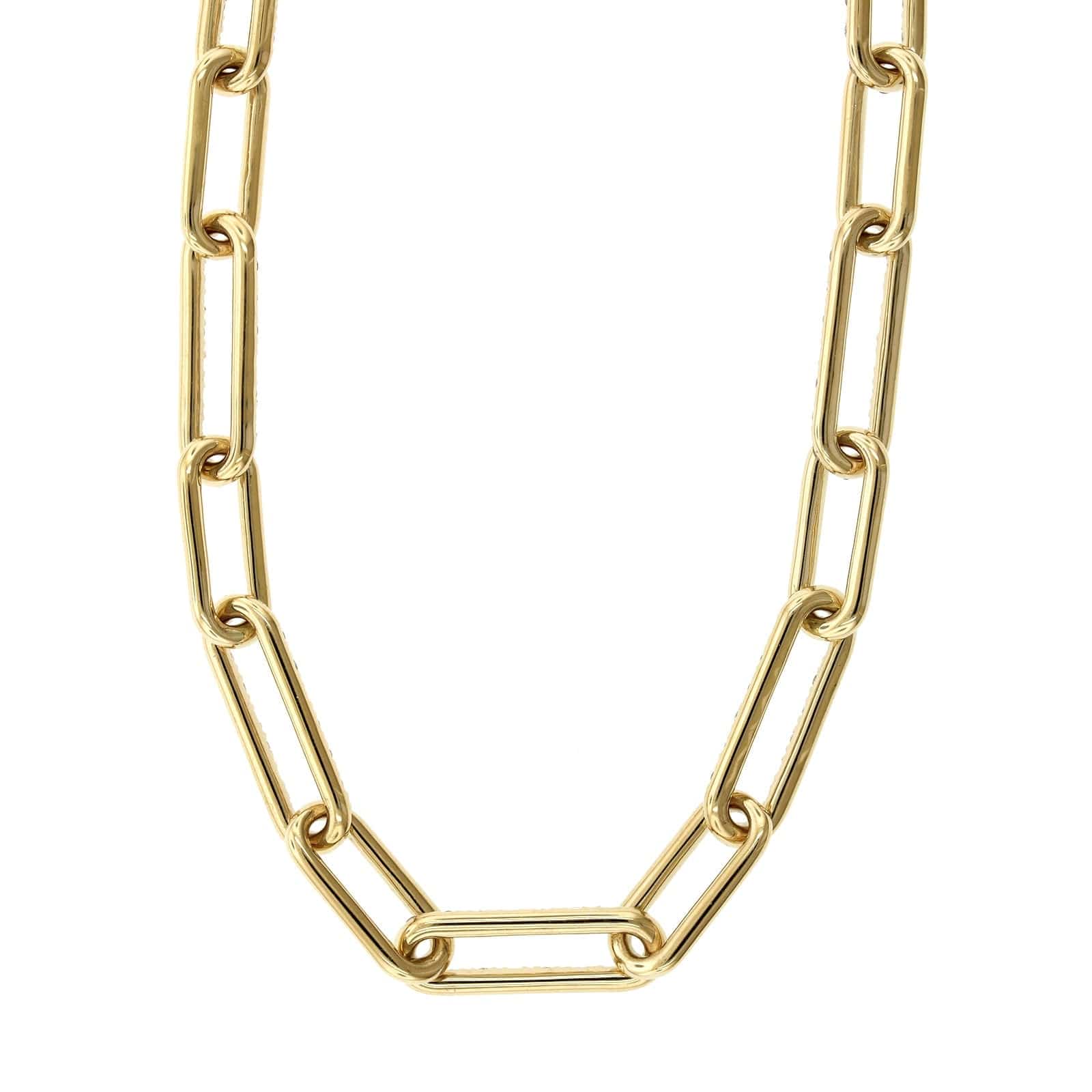 14K Yellow Gold Paperclip Diamond Necklace - Image 3