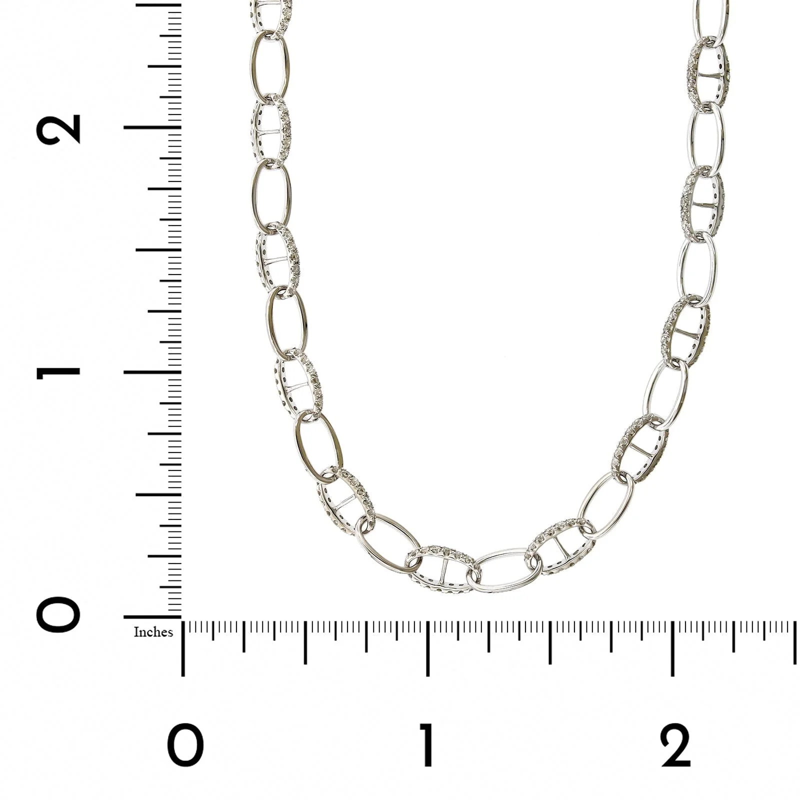 14K White Gold Link Diamond Necklace - Image 3
