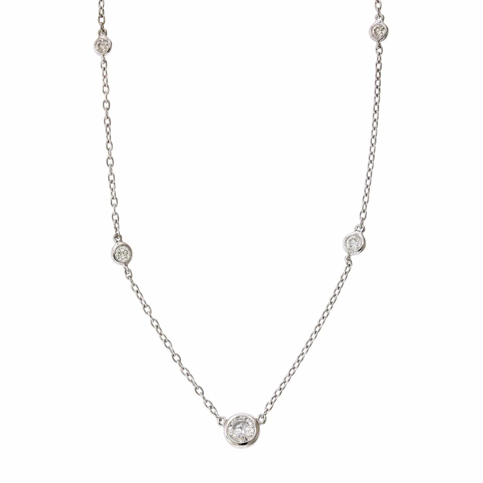 14K White Gold Diamond by the Yard Necklace