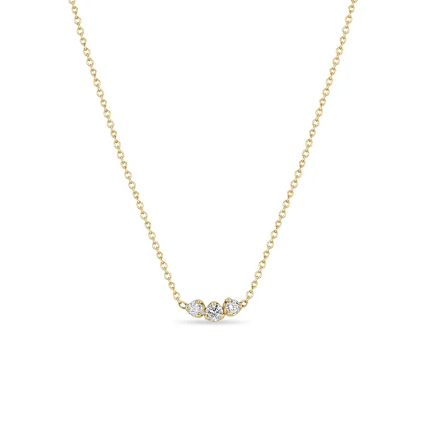 14K Yellow Gold 3 Stone Diamond Necklace
