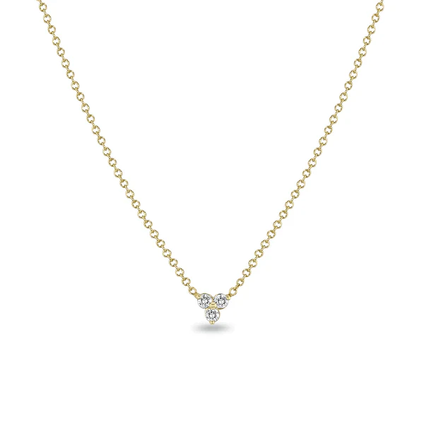 14K Yellow Gold Diamond Trio Necklace