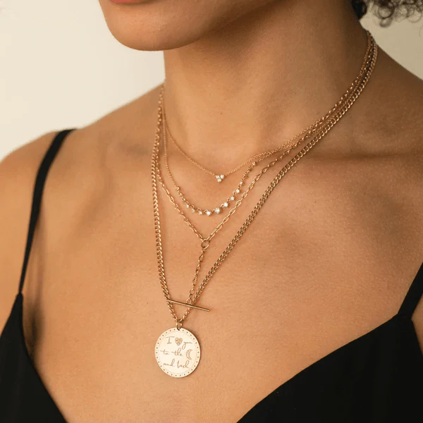 14K Yellow Gold Diamond Trio Necklace - Image 2