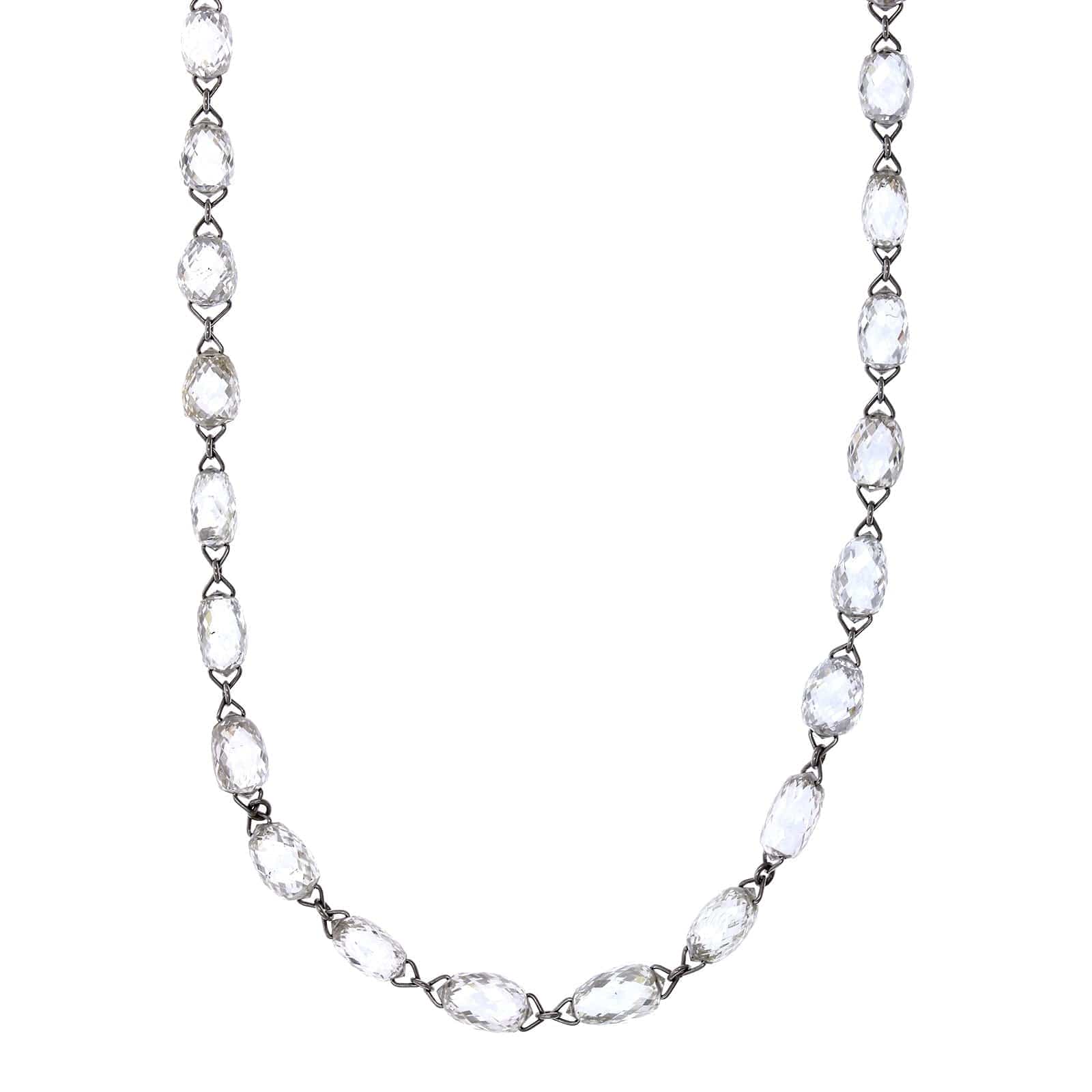 18K White Gold Diamond Briolette Necklace