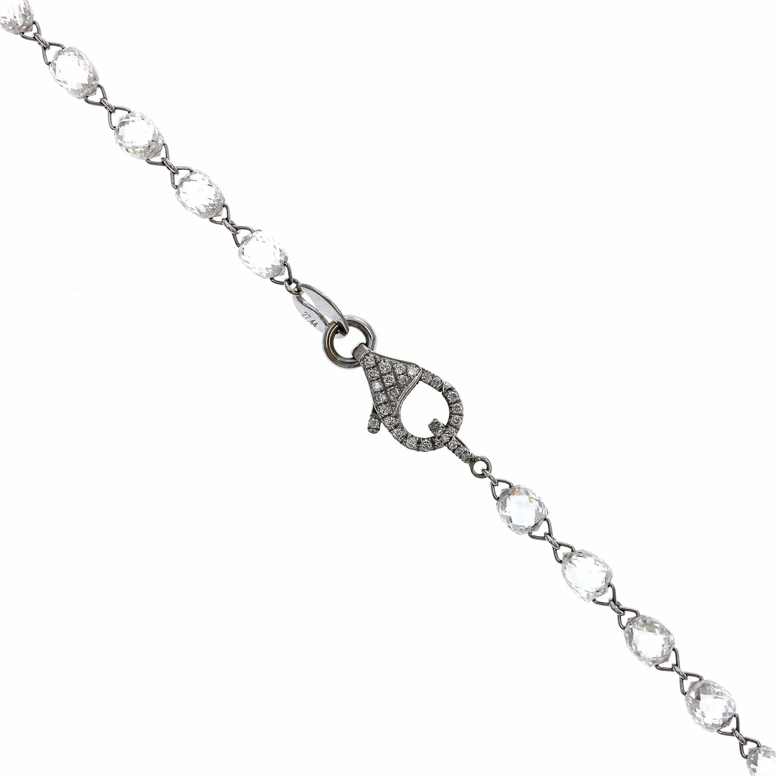 18K White Gold Diamond Briolette Necklace - Image 2