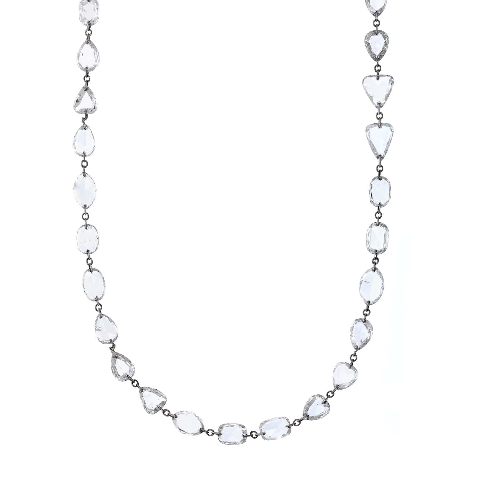 Etho Maria Platinum Rose Cut Multi Shaped Diamond Necklace - Image 4