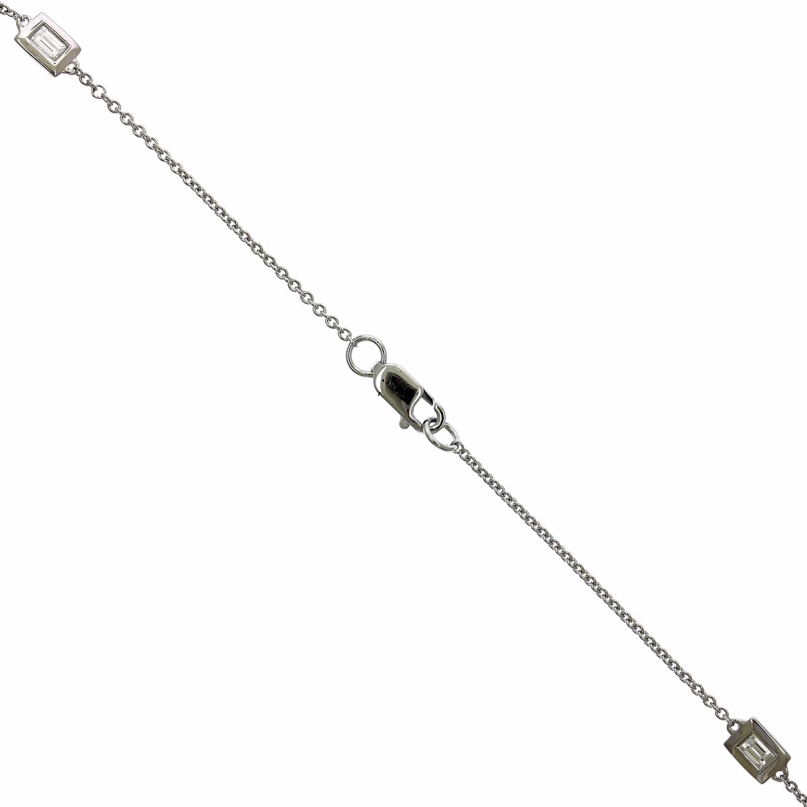 14K White Gold Baguette and Round Cut Diamond by The Yard Necklace - Image 3