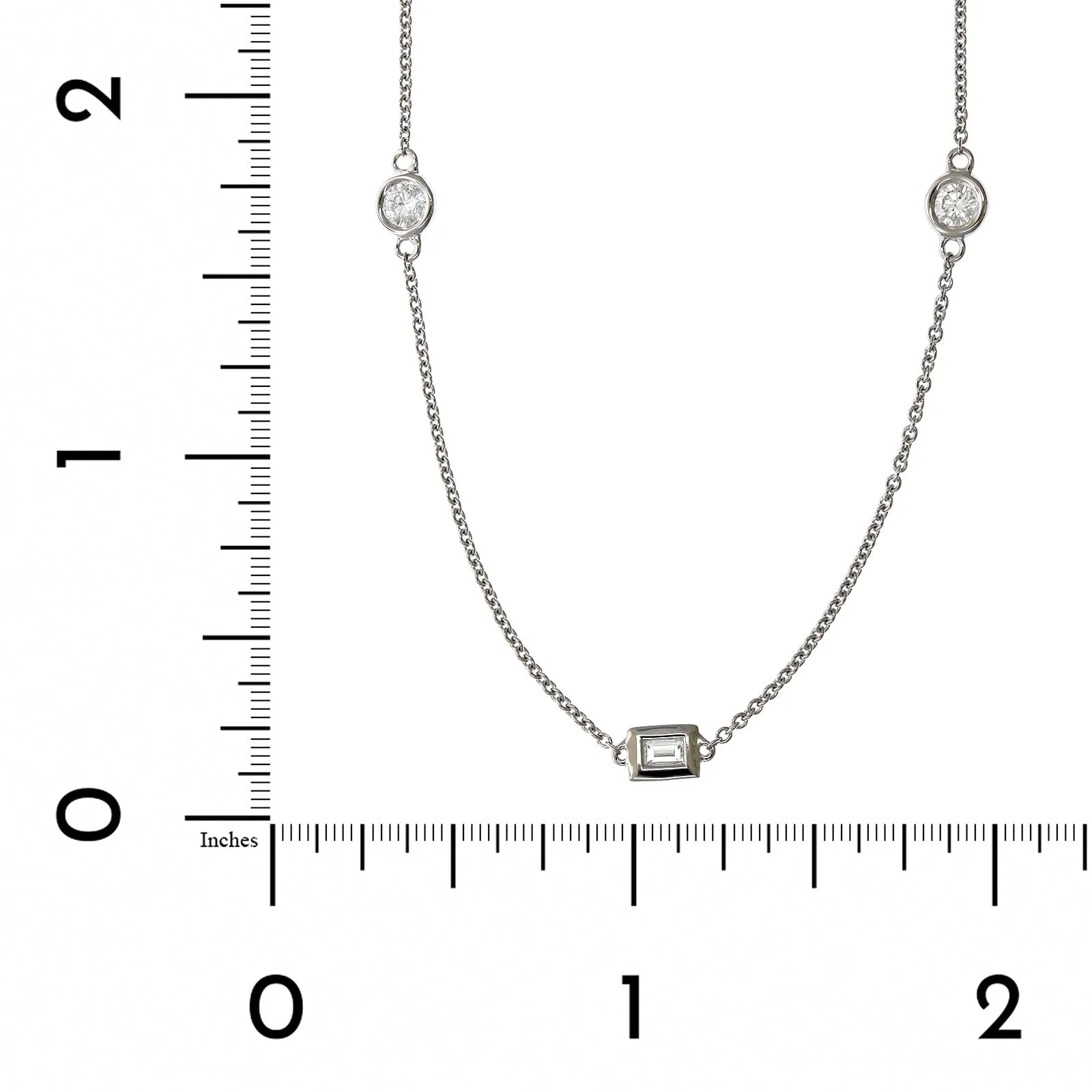 14K White Gold Baguette and Round Cut Diamond by The Yard Necklace - Image 4