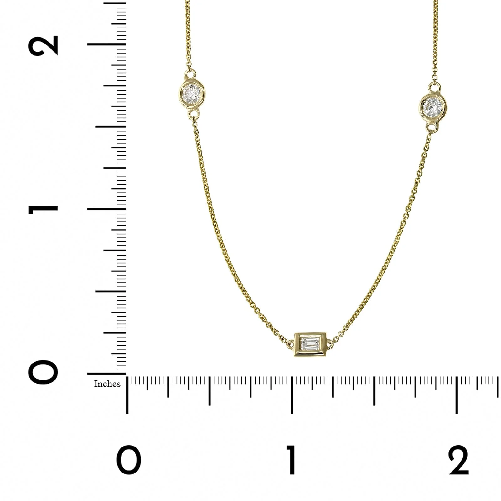 14K Yellow Gold Baguette and Round Cut Diamond by The Yard Necklace - Image 4