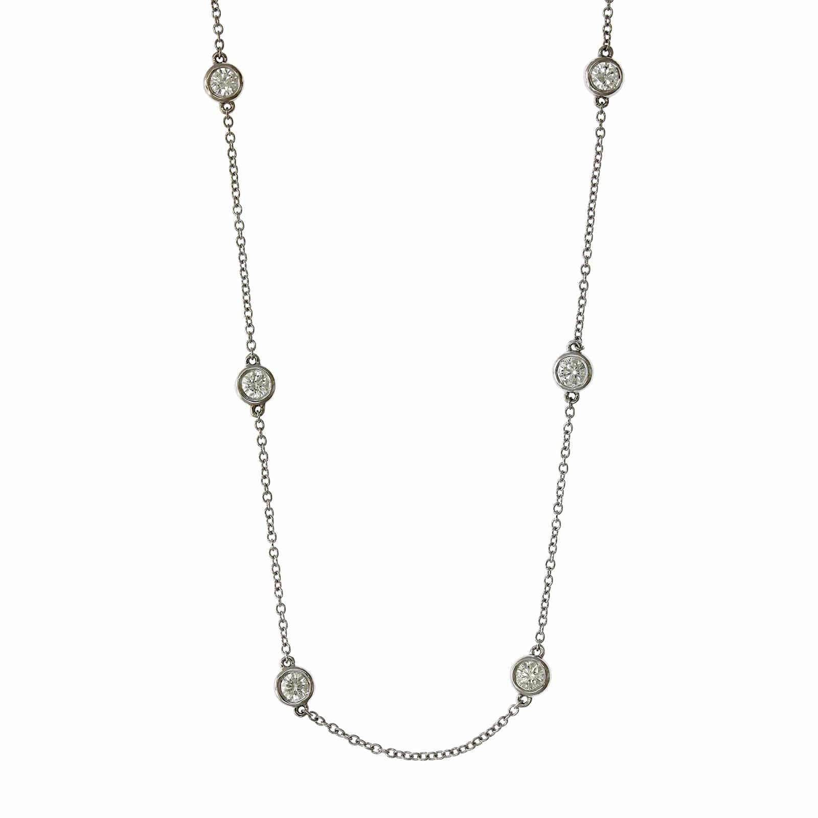 18K White Gold 6 Stone Diamond By The Yard Necklace