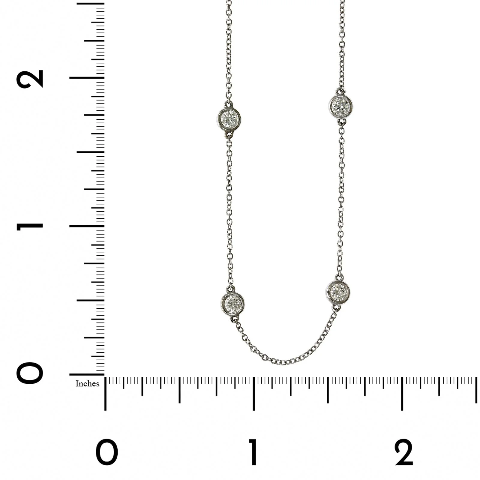 18K White Gold 6 Stone Diamond By The Yard Necklace - Image 2