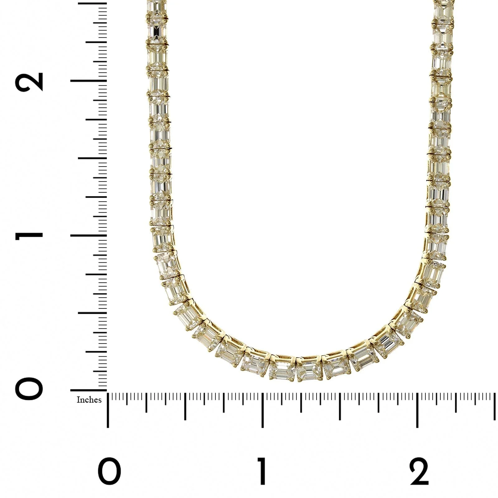 18K Yellow Gold Emerald Cut Diamond Line Necklace - Image 3