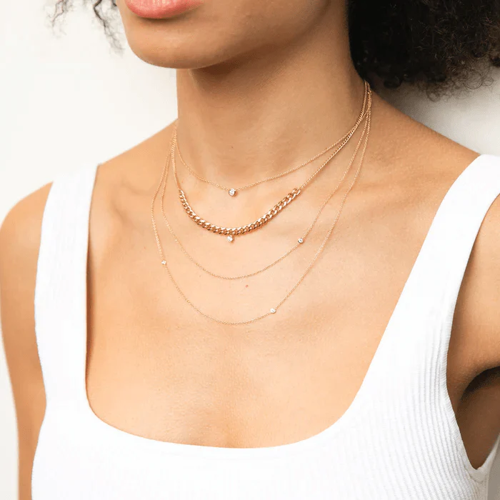 Zoe Chicco 14K Yellow Gold Double Chain Diamond Necklace - Image 2
