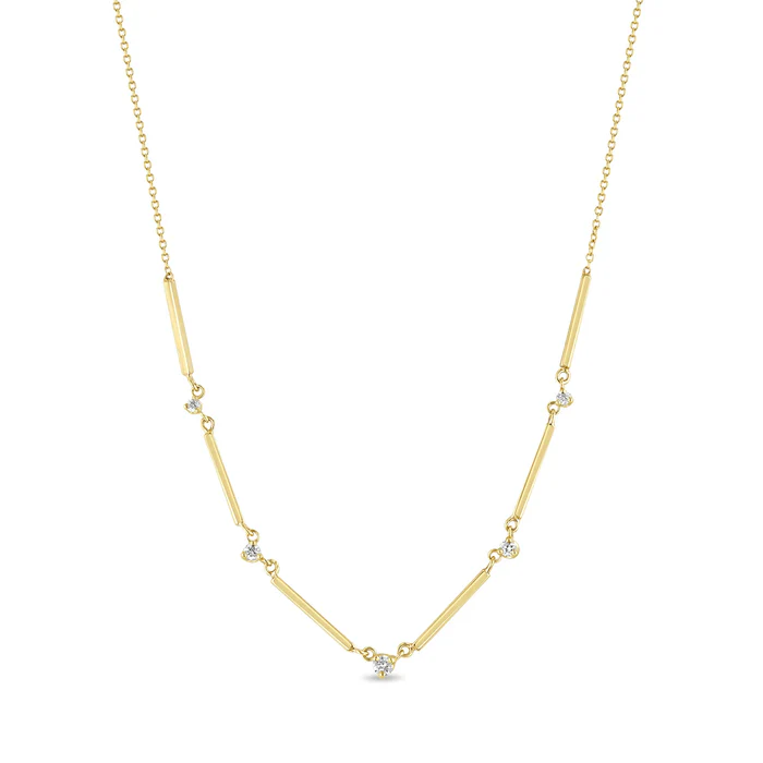 Zoe Chicco 14K Yellow Gold Diamond Bar Link Necklace