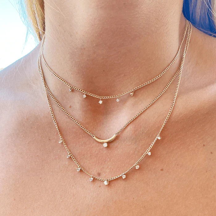 Zoe Chicco 14K Yellow Gold Dangle Diamond Curb Link Necklace - Image 2