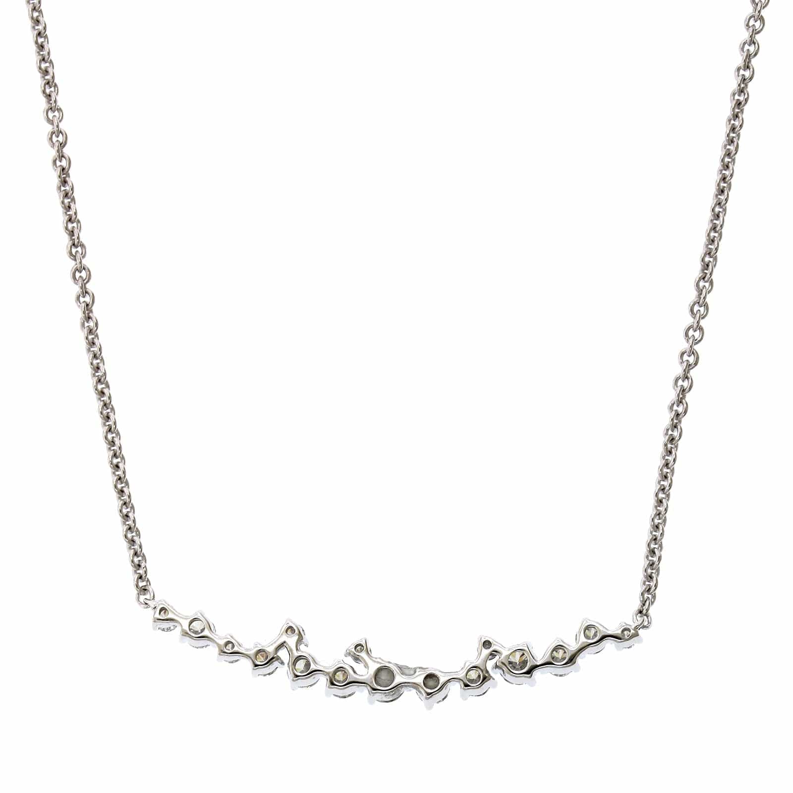 14K White Gold Diamond Curve Bar Necklace - Image 2