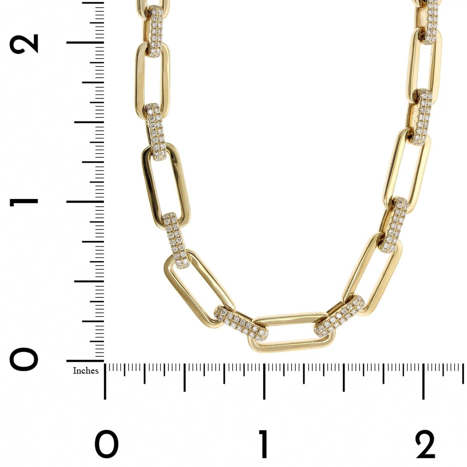 14K Yellow Gold Diamond Paperclip Chain - Image 3
