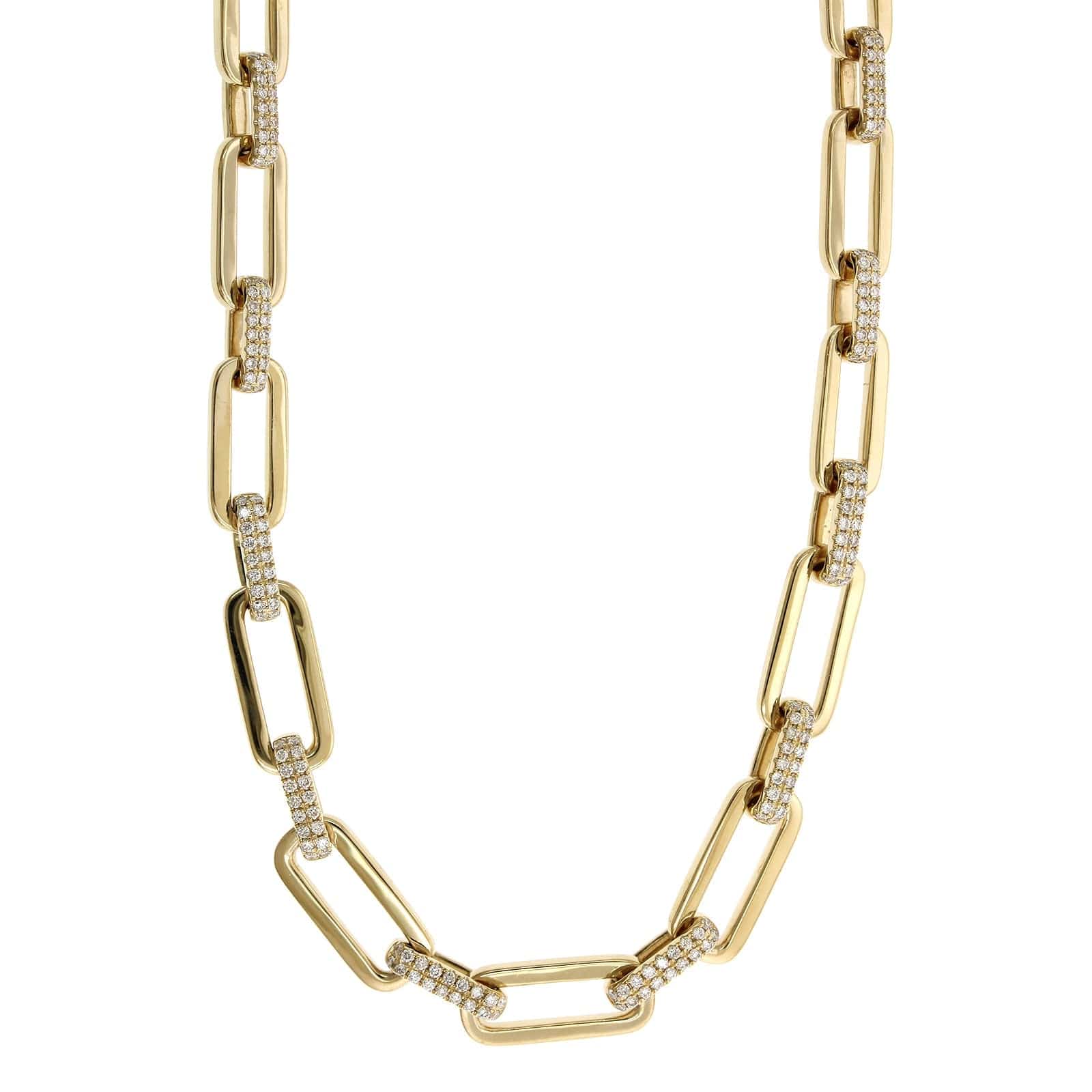 14K Yellow Gold Diamond Paperclip Chain - Image 4