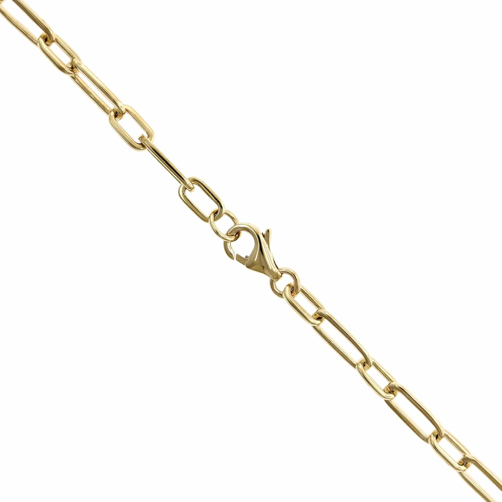 14K Yellow Gold Pave Diamond Disc Paperclip Necklace - Image 4