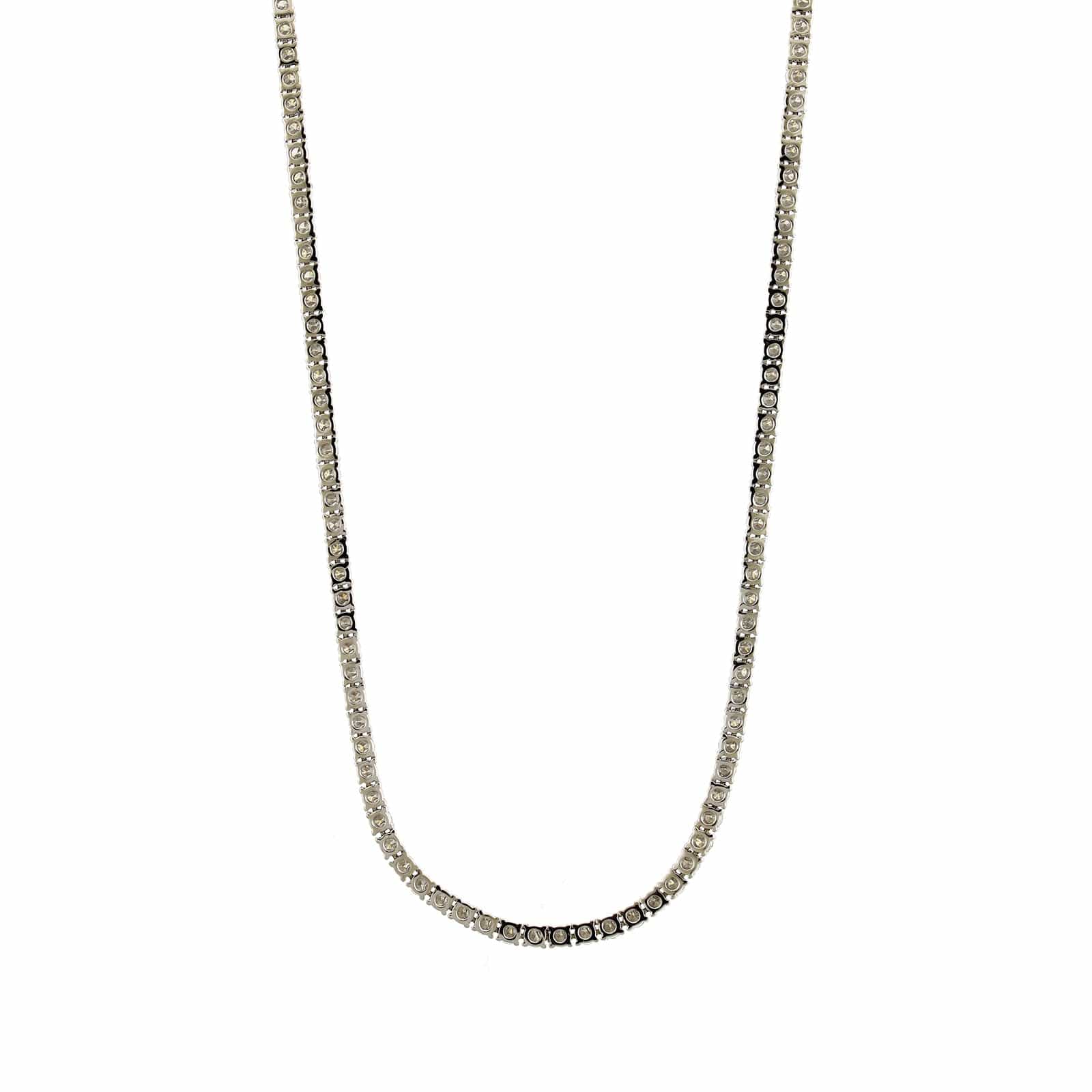 18K White Gold 4 Prong 18" Diamond Line Necklace - Image 2