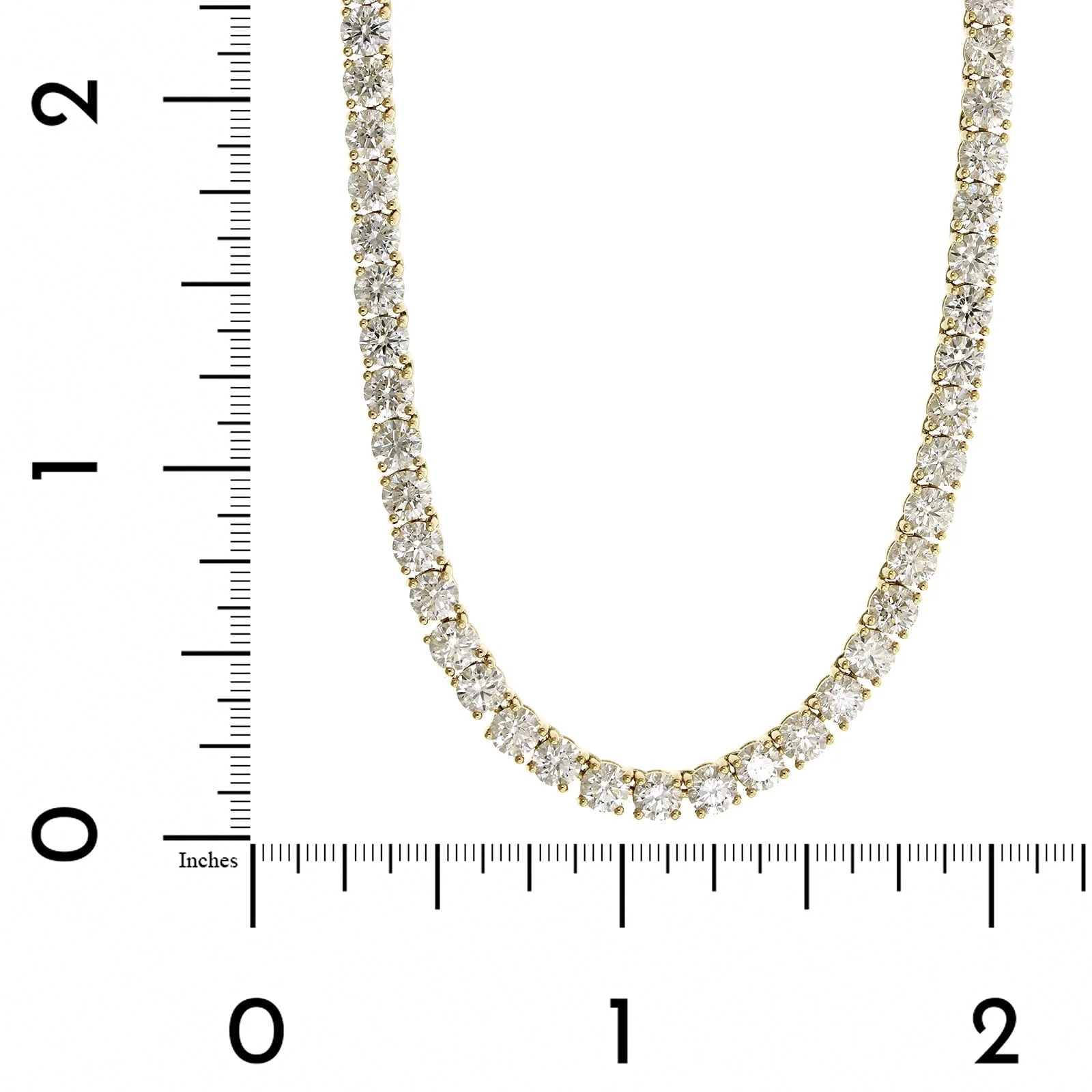 18K Yellow Gold Diamond Tennis Necklace - Image 3