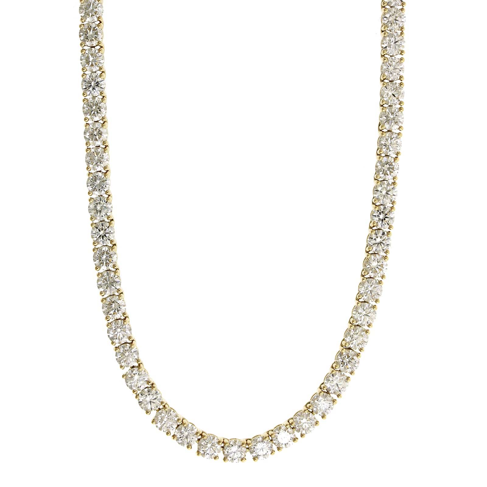 18K Yellow Gold Diamond Tennis Necklace - Image 4