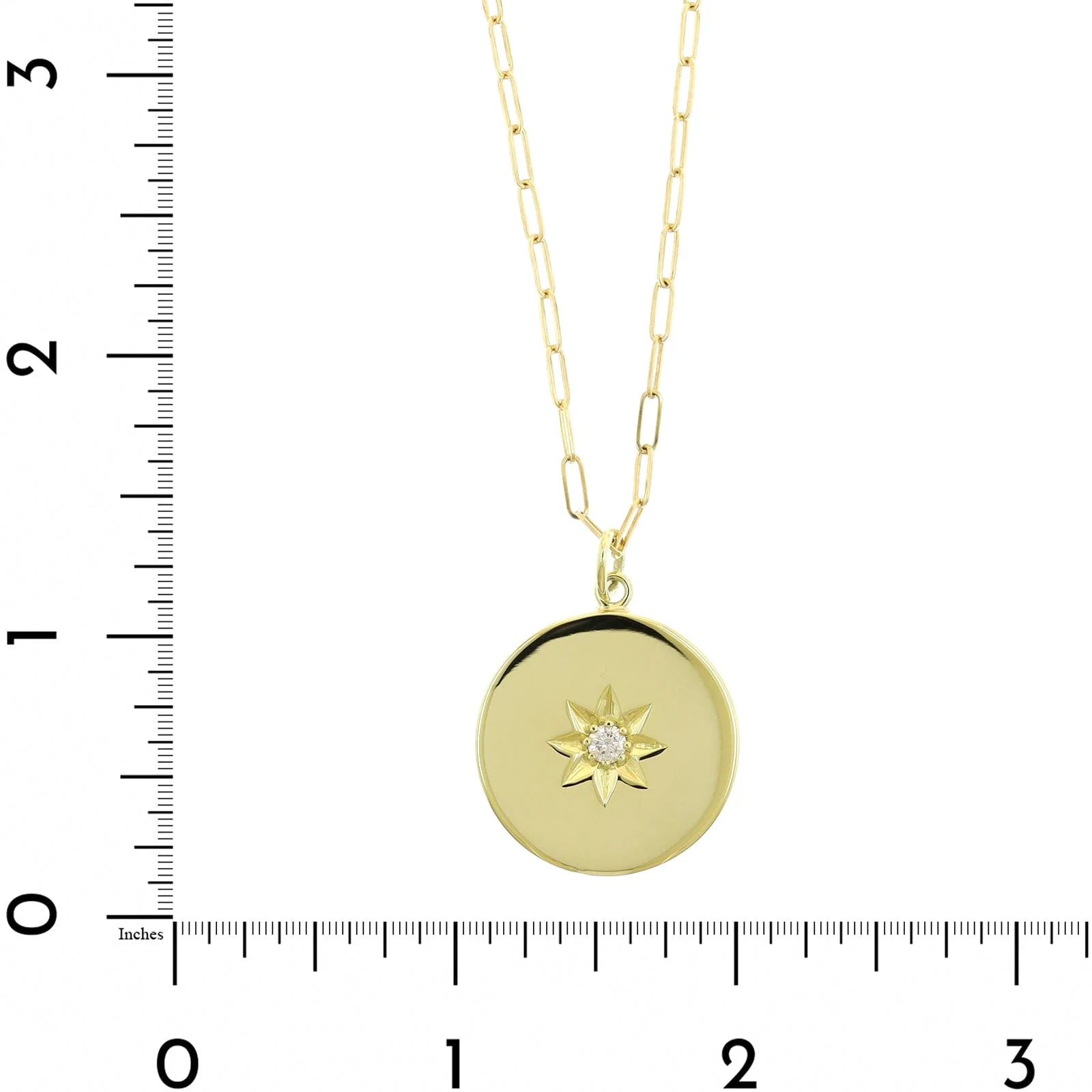 18K Yellow Gold Diamond Star Medallion Pendant Necklace - Image 4