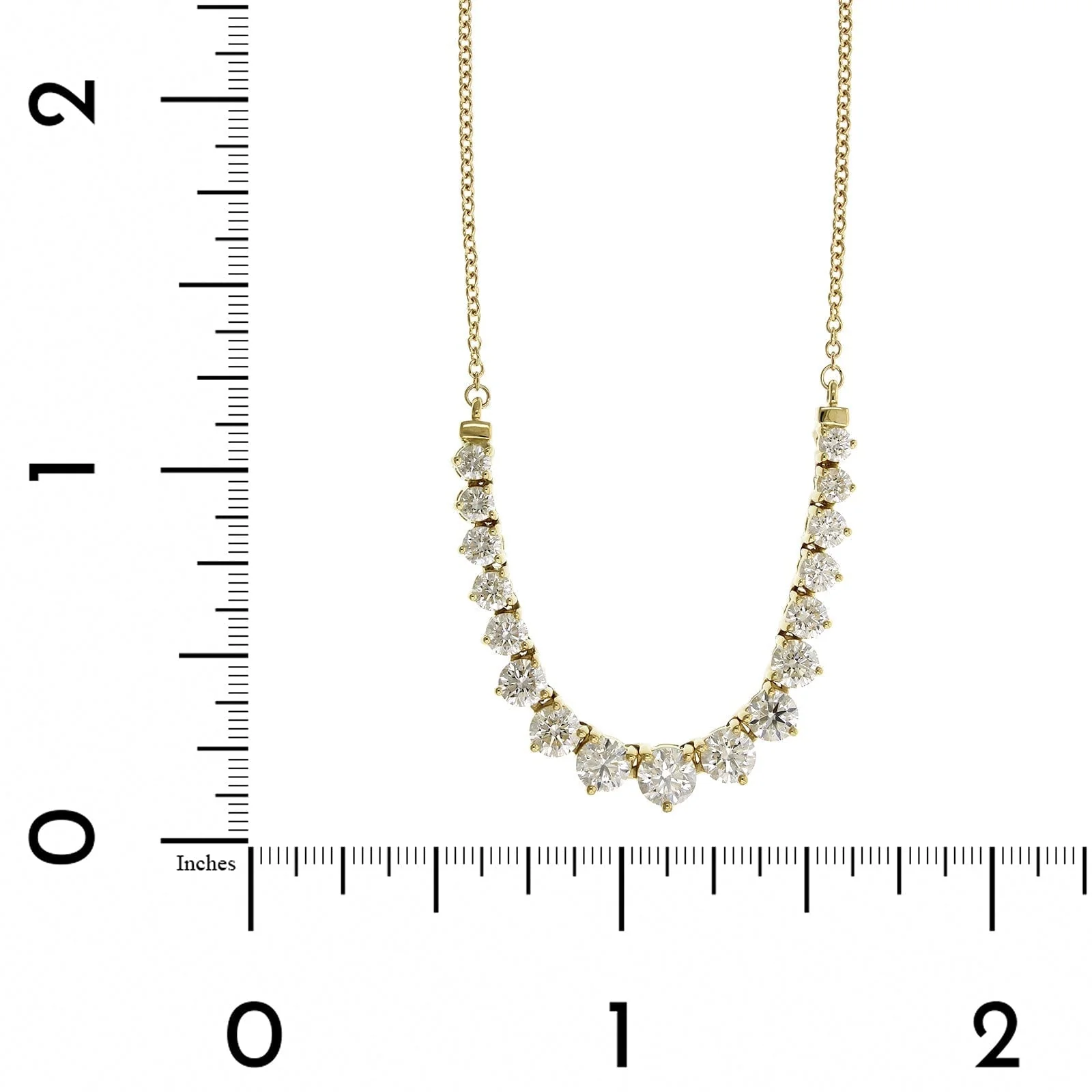 18K Yellow Gold Smiley Style Graduated Diamond Necklace - Image 4