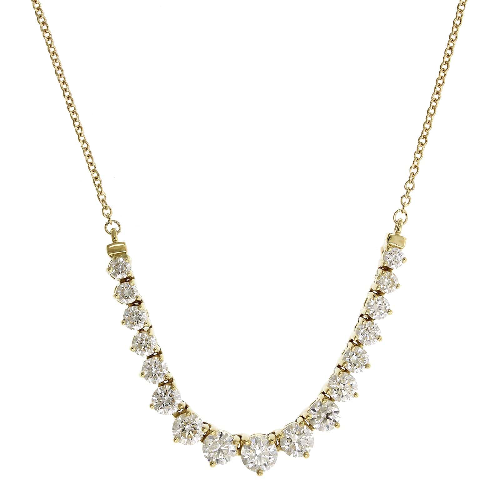 18K Yellow Gold Smiley Style Graduated Diamond Necklace - Image 5