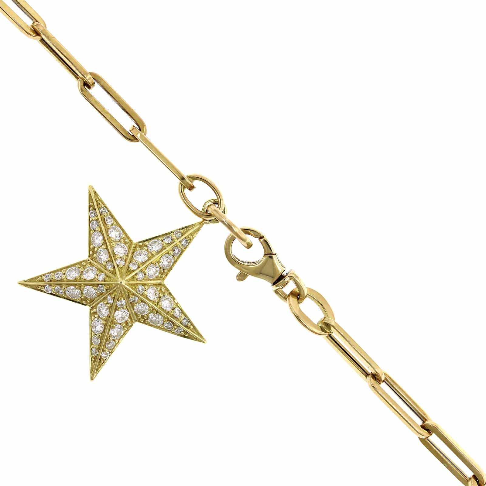 18K Yellow Gold Pave Diamond Star Pendant - Image 4