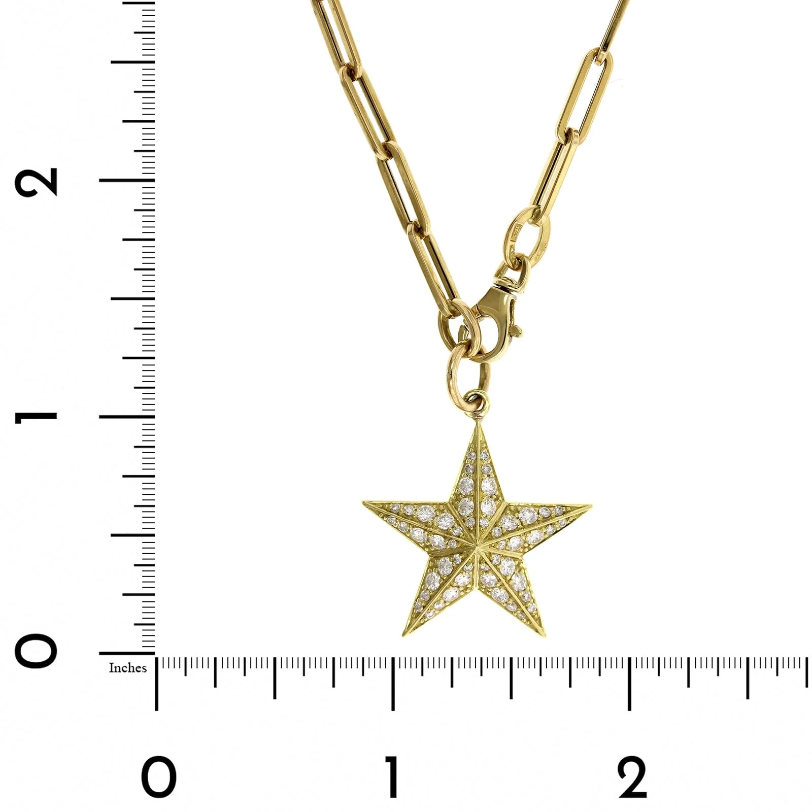 18K Yellow Gold Pave Diamond Star Pendant - Image 5