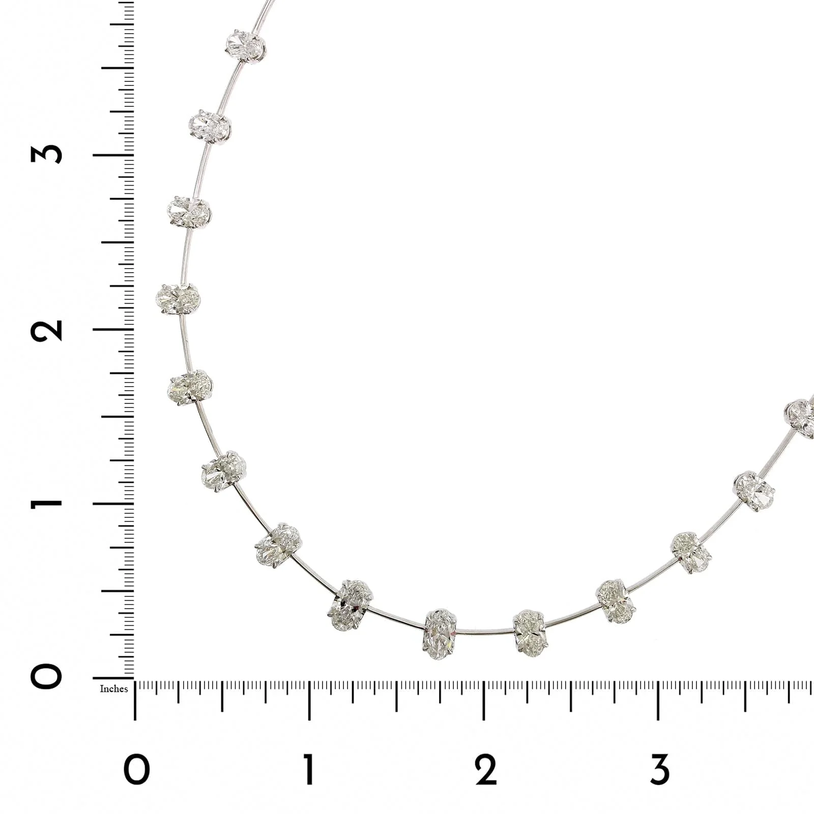 Etho Maria 18K White Gold Graduated Oval Cut Diamond Necklace - Image 4