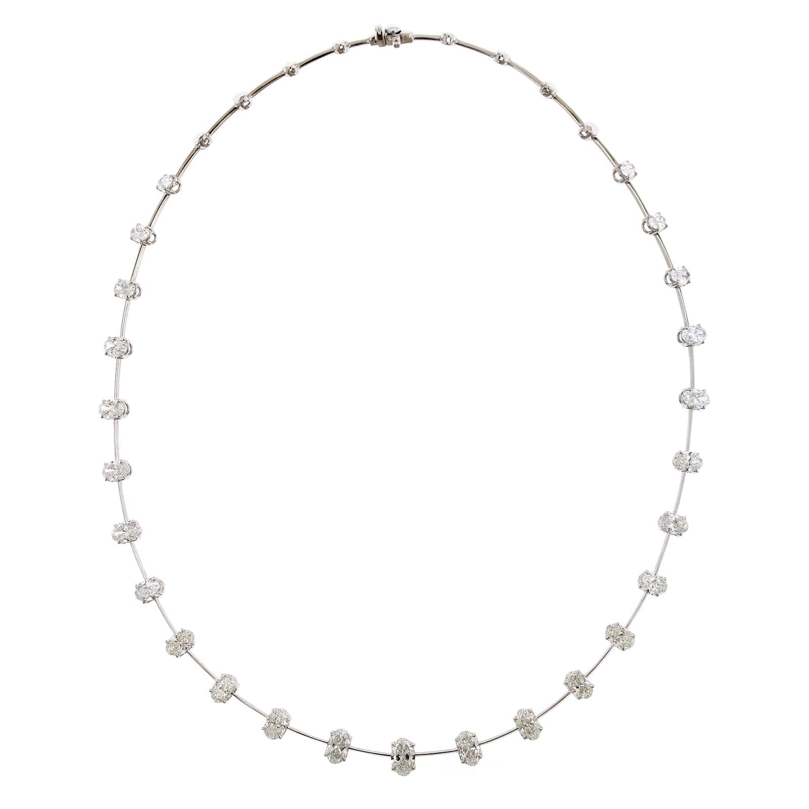 Etho Maria 18K White Gold Graduated Oval Cut Diamond Necklace - Image 5