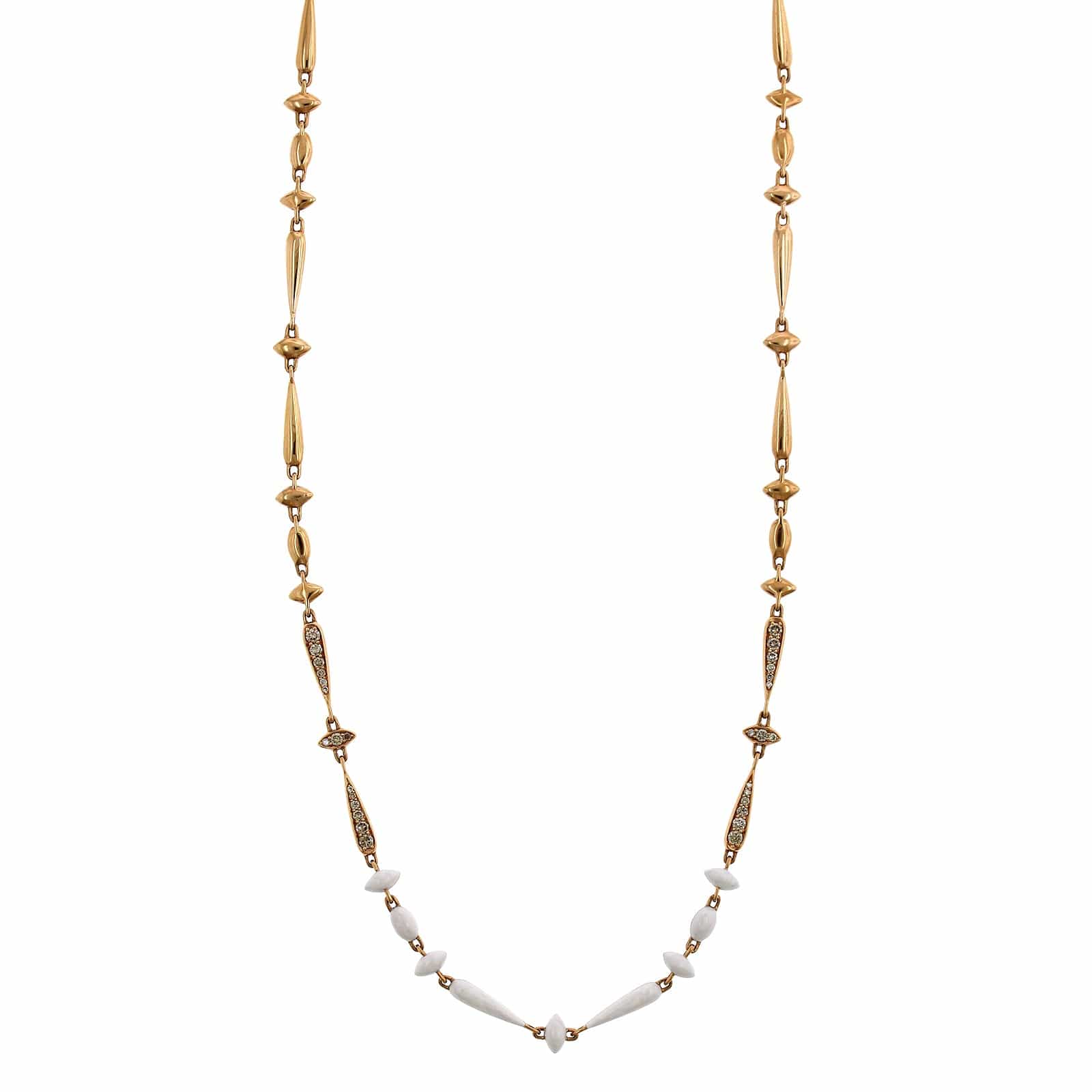 Etho Maria 18K Rose Gold White Ceramic Diamond Necklace - Image 2