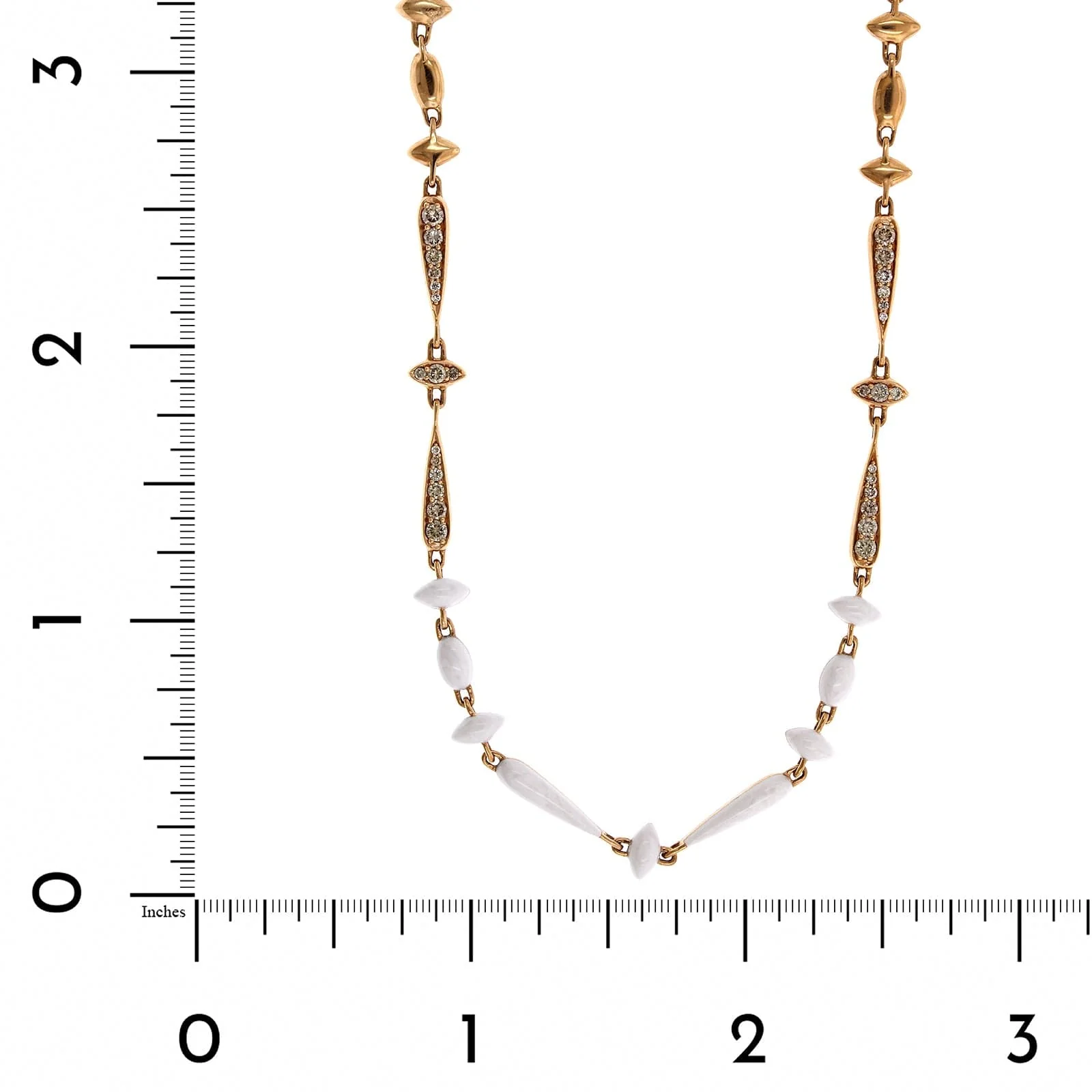 Etho Maria 18K Rose Gold White Ceramic Diamond Necklace - Image 3