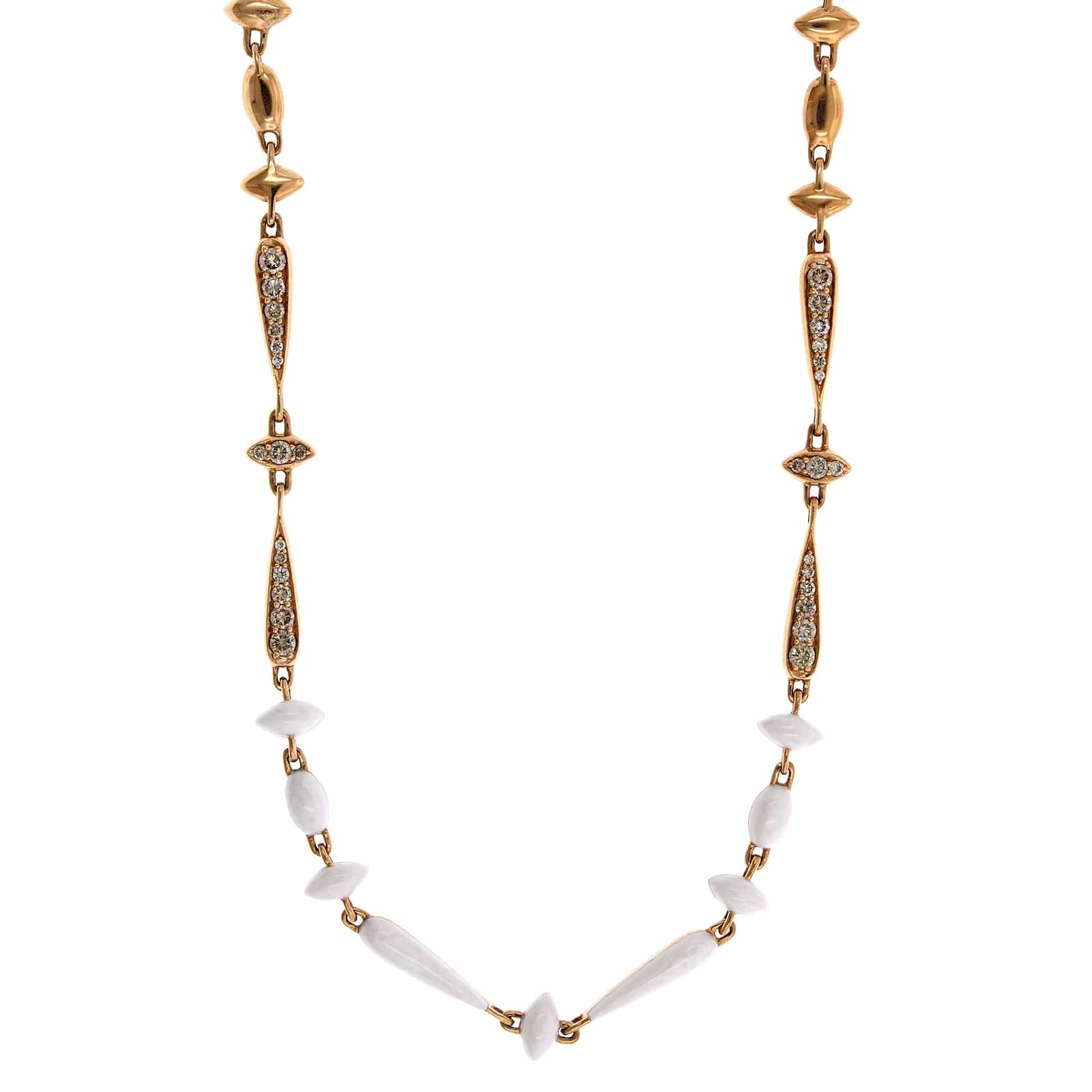 Etho Maria 18K Rose Gold White Ceramic Diamond Necklace - Image 4