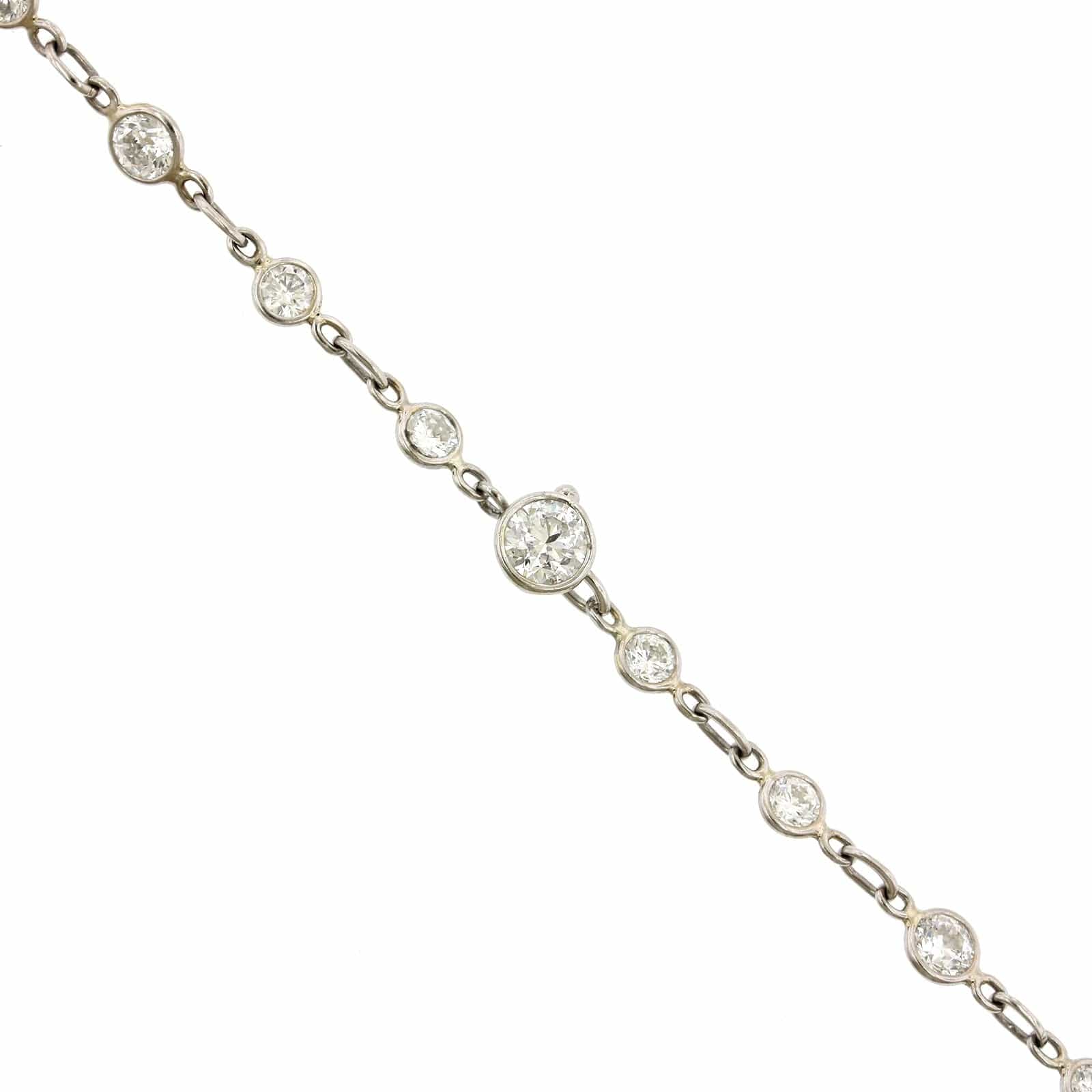 Platinum Bezel Set Diamond Station Necklace - Image 2