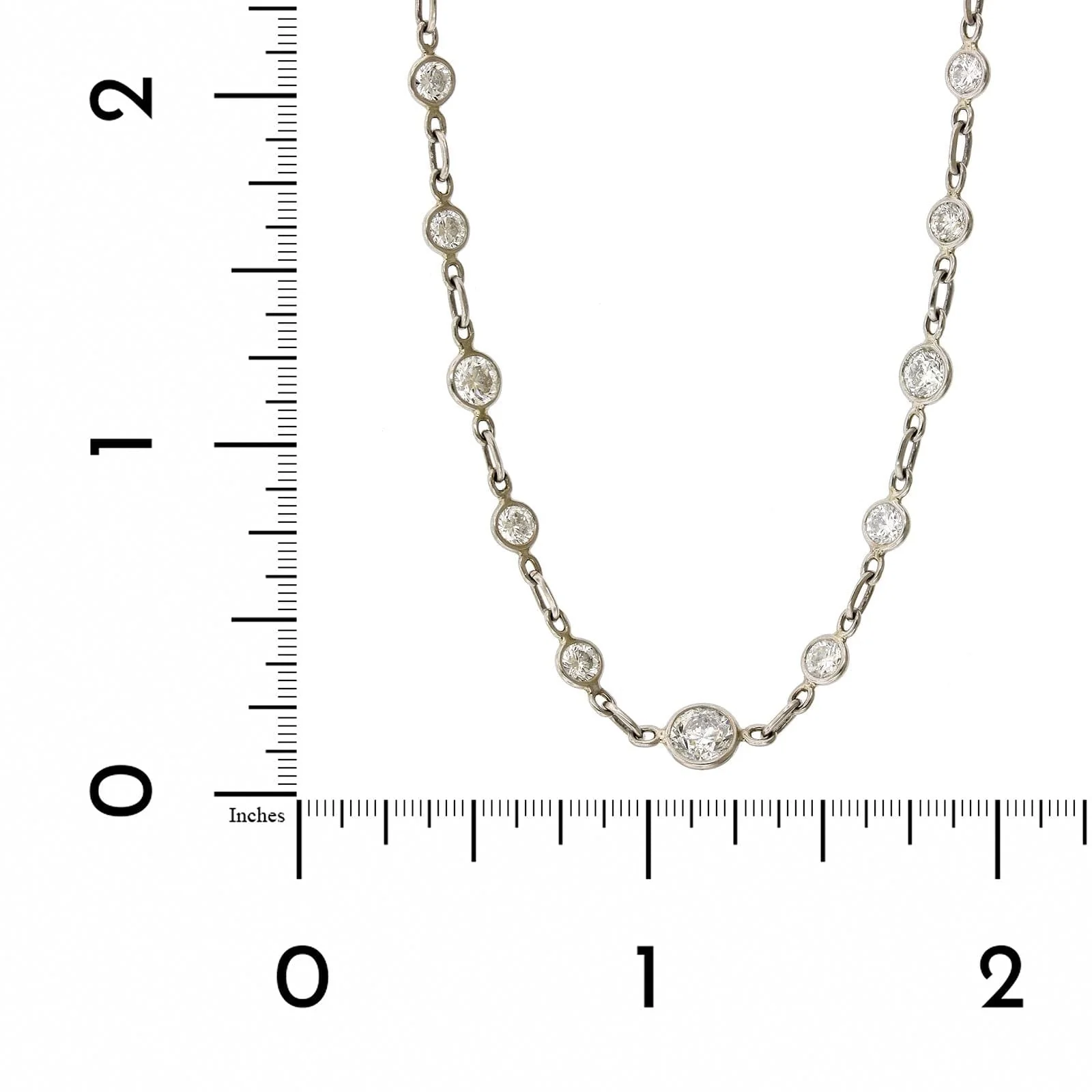 Platinum Bezel Set Diamond Station Necklace - Image 3