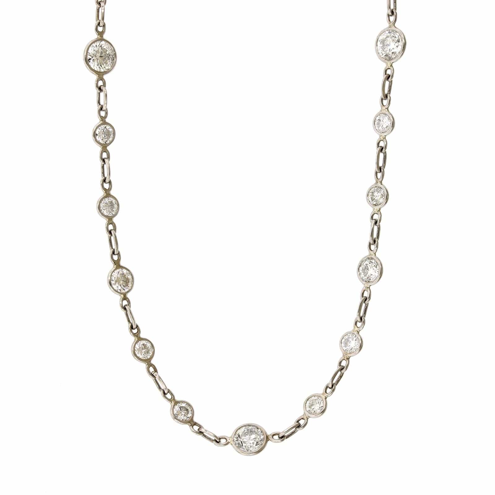 Platinum Bezel Set Diamond Station Necklace - Image 4